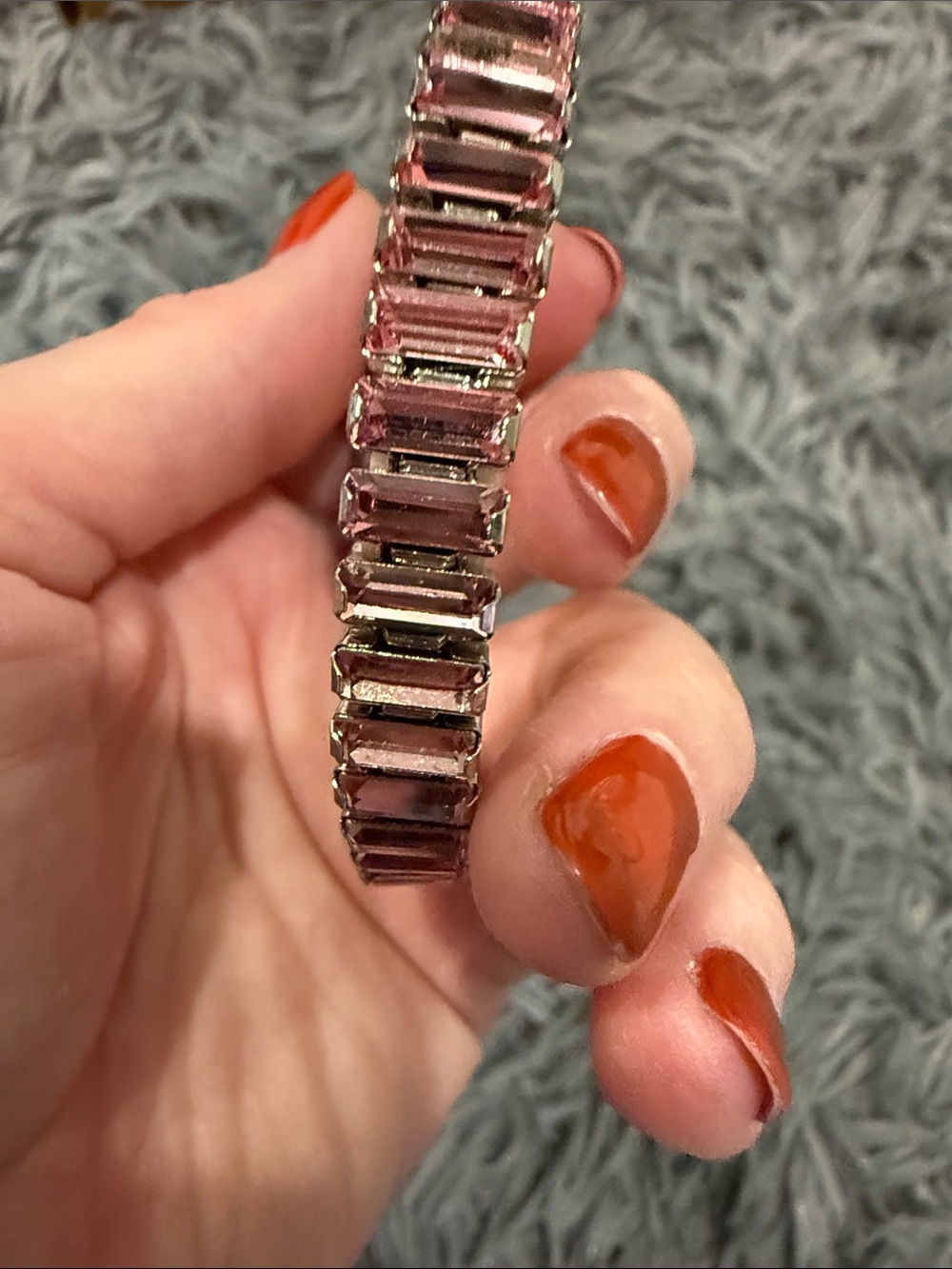 Touchstone Crystal Rose-Pink Baguette Tennis Bracelet - Picture 4 of 4